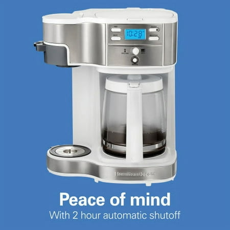 Hamilton Beach - 2-Way Programmable 12 Cup and Single-Serve Coffee Maker - White