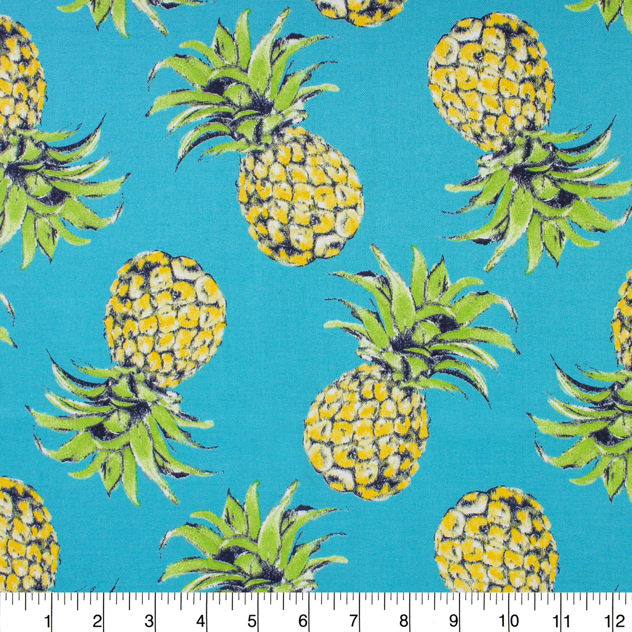 Berkshire Home 100% Polyester 54" Indoor/Outdoor Pineapple Teal Fabric, by the Yard