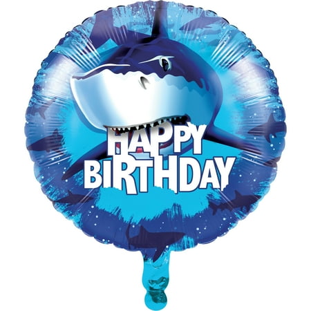 Shark Splash Birthday Mylar Balloons, 3 Count