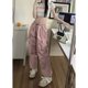 thumbnail image 2 of Pantalones de trabajo de pierna recta de estilo hip-hop callejero para mujer, de cintura alta y adelgazantes, con pantalones de baile callejero deportivos casuales de bucle cerrado, 2 of 6