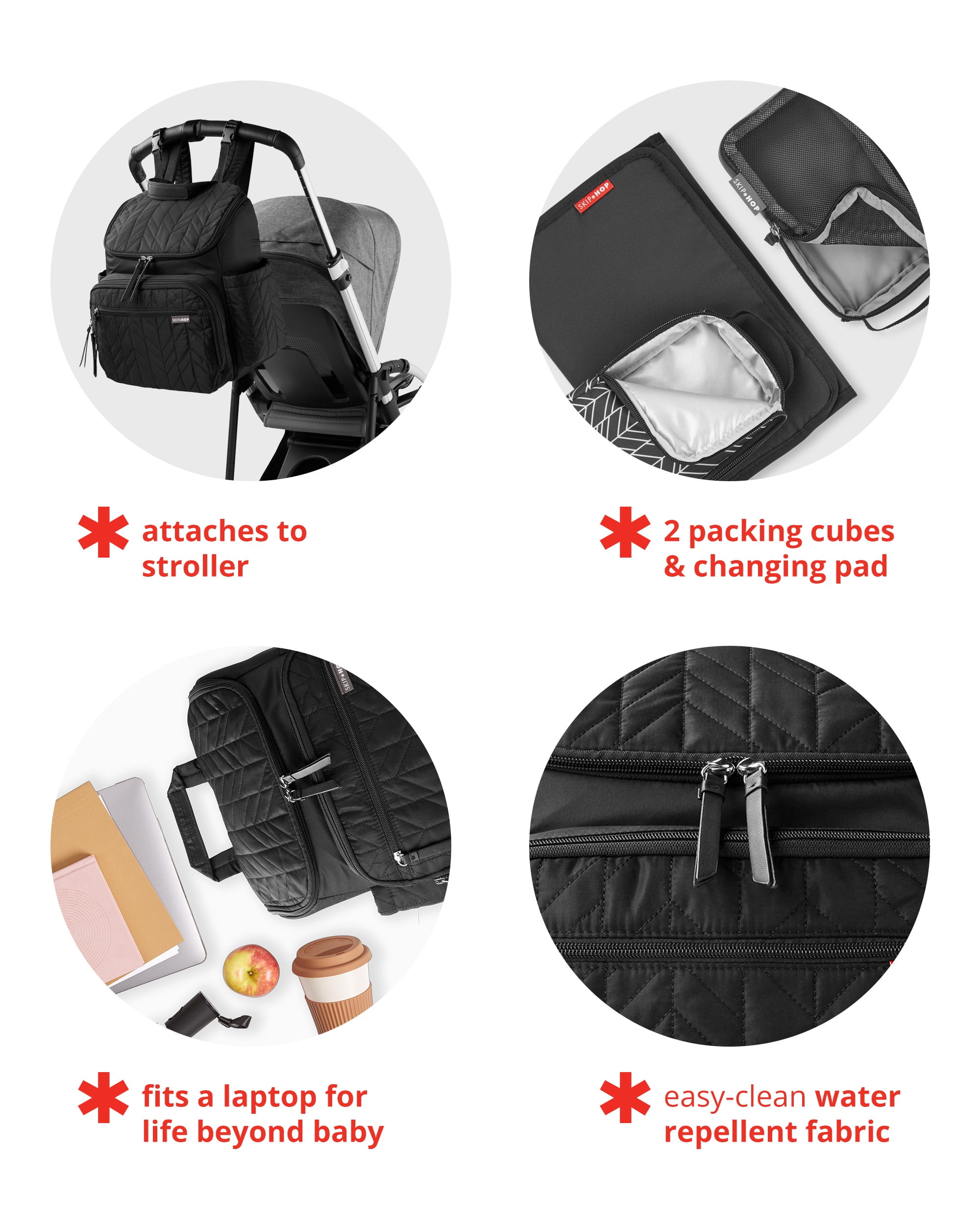 Skip Hop Forma Diaper Backpack, Chocolate, Large, Includes Changing Pad, For Baby and Parents