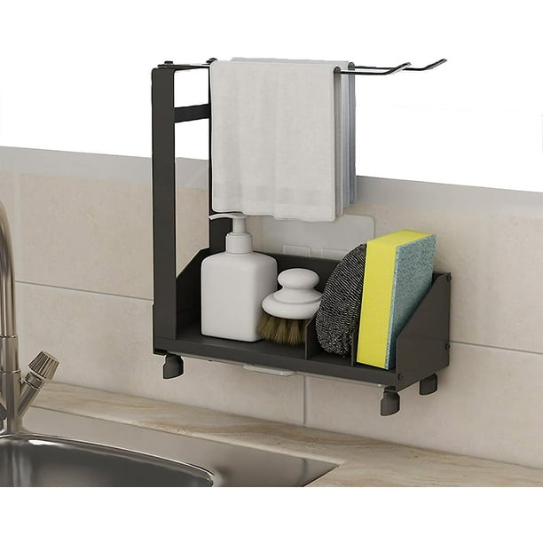 Estante para fregadero de acero inoxidable duradero, diseño de fondo abierto que permite un drenaje rápido del agua, bandeja de drenaje extraíble que mantiene limpias las encimeras, resistente a la