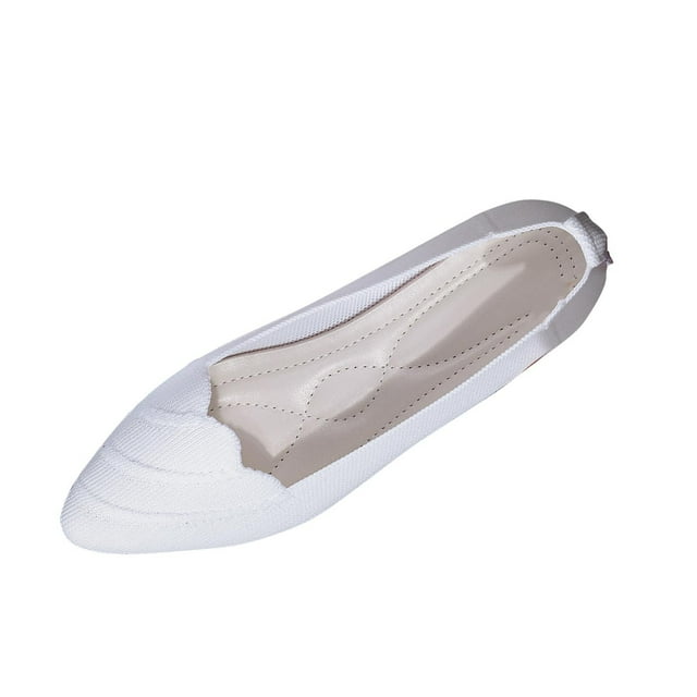 White Ladies Casual Pointed Toe Flat Shoes With Comfortable Fit And Breathable Build For Outdoor Wear And Daily Use In Simple Style