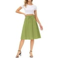thumbnail image 3 of LEEy-world Pleated Skirts For Women Women's Long Skirt with Button Detail Side Slit Petite Regular Plus Green,M, 3 of 5