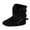 Black, variant on Womens Winter Plush Boots Trendy Buckle Strappy Round Toe Comfy Warm Short Outdoor Indoor Flat Shoes Mid Calf Booties