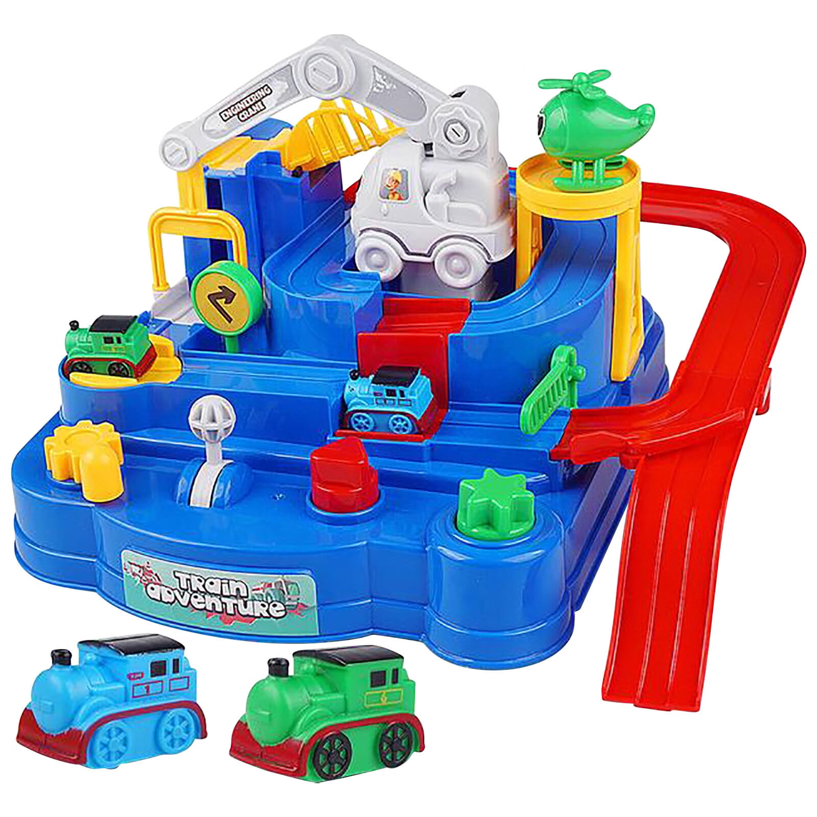 Kids Gift Train Track Toy Montessori Race Car Set Mechanical Adventure