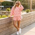 thumbnail image 6 of Womens Polka Dot 2 Piece Outfits Casual Oversized Long Sleeve Sweatshirts Shorts Set Tracksuits Sweatsuits S, 6 of 7