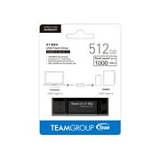 TEAM X1 MAX DRIVE 512GB BLACK USB 3.2 Gen2 External Solid State Flash Drive, Dual Interface Type-C and Type-A, Compatible with Smartphone/ Tablet/ PC/ Chromebook, Speed Up to 1000MB/s (TX1MAX3512GB01)