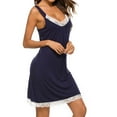 thumbnail image 6 of Alkepwun Women's V Neck Nightgown Mini Slip Chemise Lingerie Summer Sleeveless Wide Strap Night Dress Soft Lace Trim Sleep Dress Sexy Sleepwear, 6 of 7