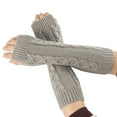 thumbnail image 2 of Alitao Fingerless Gloves Arm Sleeves Winter Warm Women's Long Cable Twist Knit Acrylic Gloves Arm Warmers Fingerless Gloves Thumb Hole Gloves Mittens Cycling Gloves Gray One Size, 2 of 4