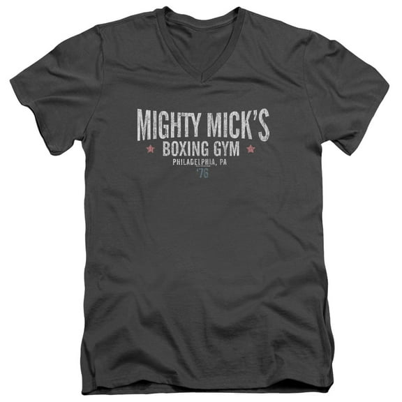 Rocky Mighty Micks Boxing Gym Adult V-Neck T-Shirt 30/1 T-Shirt Charcoal