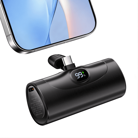 Ultra Mini Power Bank with Stand, Small Portable Charger with USB C Connect Powerbank Fast Charging, Phone Charger Battery Pack 5000mAh Compatible with iPhone 15/16/17, Samsung, Android and More