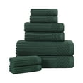 thumbnail image 2 of Superior Soho Ribbed Cotton 8-Piece Assorted Towel Set, Forest Green, 2 of 9