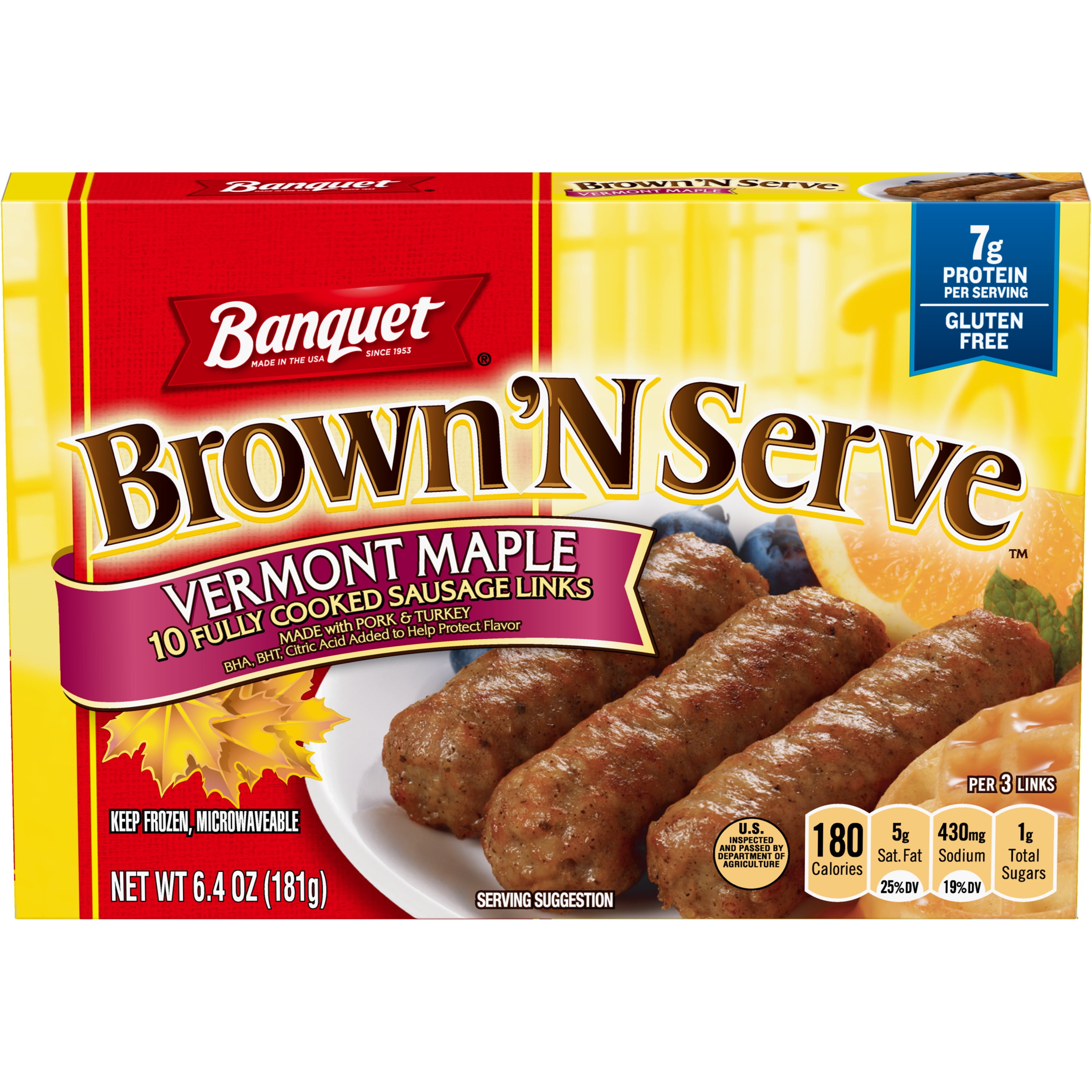 Banquet Brown ‘N Serve Vermont Maple Fully Cooked Sausage Links, Frozen