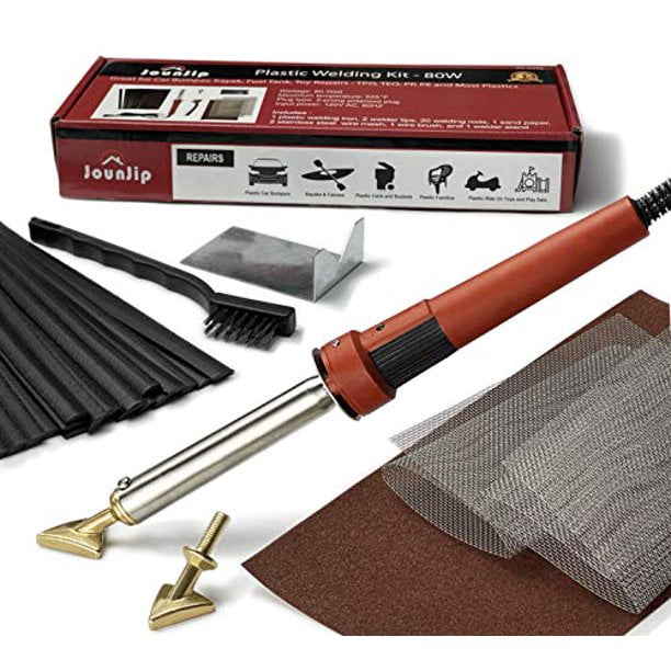 JOUNJIP Plastic Welding Kit with Plastic Rods and Mesh 80W Iron