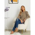 thumbnail image 7 of JWD Long Sleeve Shirts for Women Knit Tops Casual Crewneck Ruffle Tops Loose Fit Fawn-Small, 7 of 7