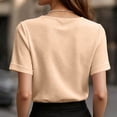 thumbnail image 7 of Dressy Waffle Tops for Women Ruched Neck Loose Summer Short Sleeve Versatile T-Shirts Dressy Casual Blouses, 7 of 7