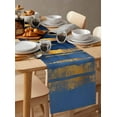 thumbnail image 6 of ERUNPONLY Summer Blue Gold Table Runner - 108 Inch Long Modern Coastal Ocean Wave Cotton and Linen Blended Dress Scarves Farmhouse Table Runner for Kitchen Dining, Coffee Table, 13"x108", 6 of 8