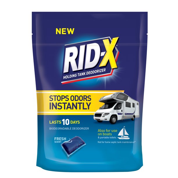 RidX RV Toilet Treatment Tank Deodorizer Pacs 8 ct, Biodegradable for