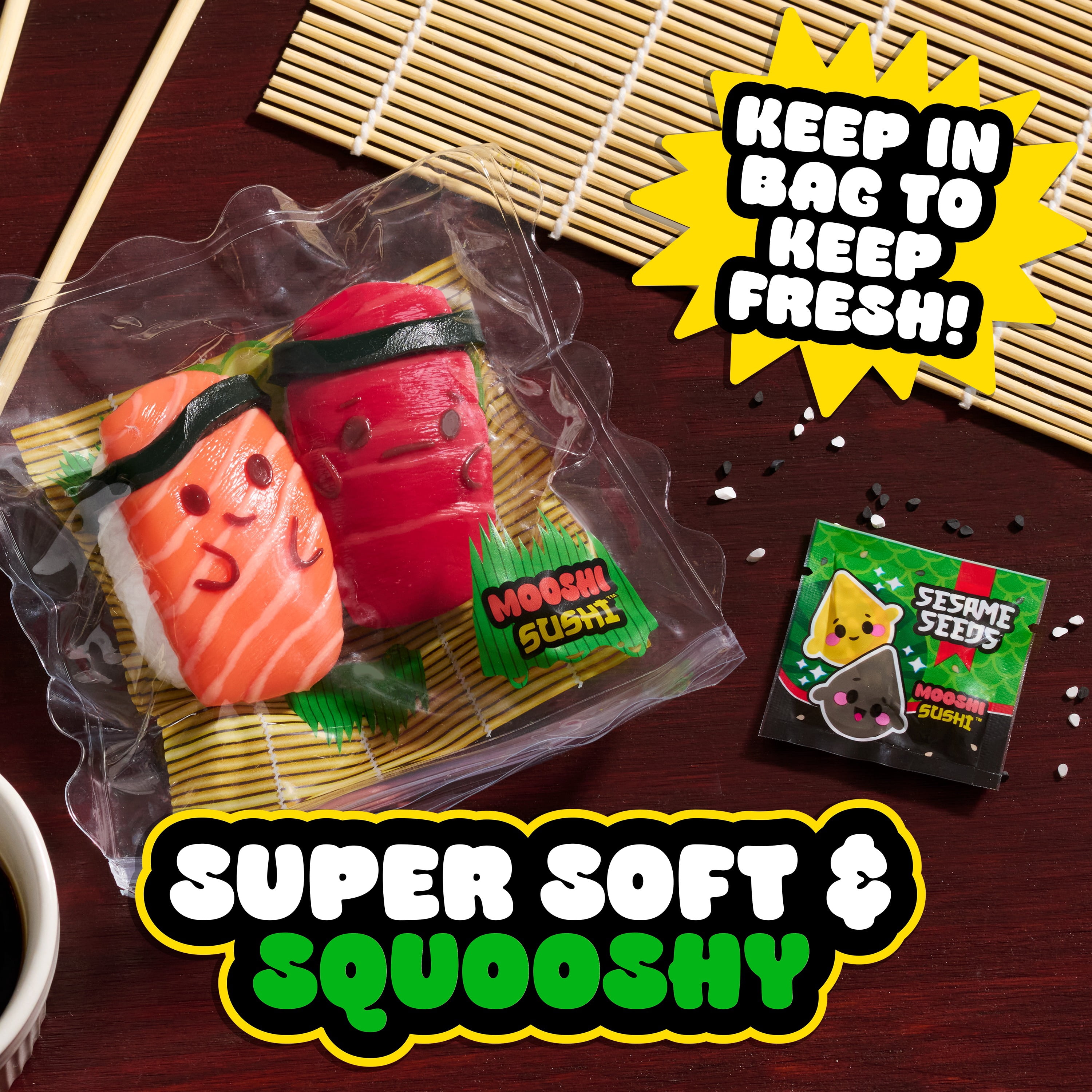 Ooey Gooey Mooshi Sushi Goomaki Squishy Sushi Toy, Stretchy