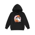thumbnail image 5 of SYMOID Boys Hall-oween Costume Set Black Ghost Pumpkin Print Hoodie & Jogger Pants 2-Piece Sweatshirt Set Soft Fleece,Size 4 T, 5 of 5