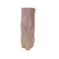 thumbnail image 2 of BLISSFUL STEP Women's Glitter Peep Toe Platform Block High Heel Boots Rose Gold 10, 2 of 7