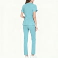 thumbnail image 4 of Wutalume Women's Comfortable Solid Color Short Sleeve Scrub Set, V-Neck Top and Drawstring Pants, Healthcare Work Uniform,Light Blue M, 4 of 5