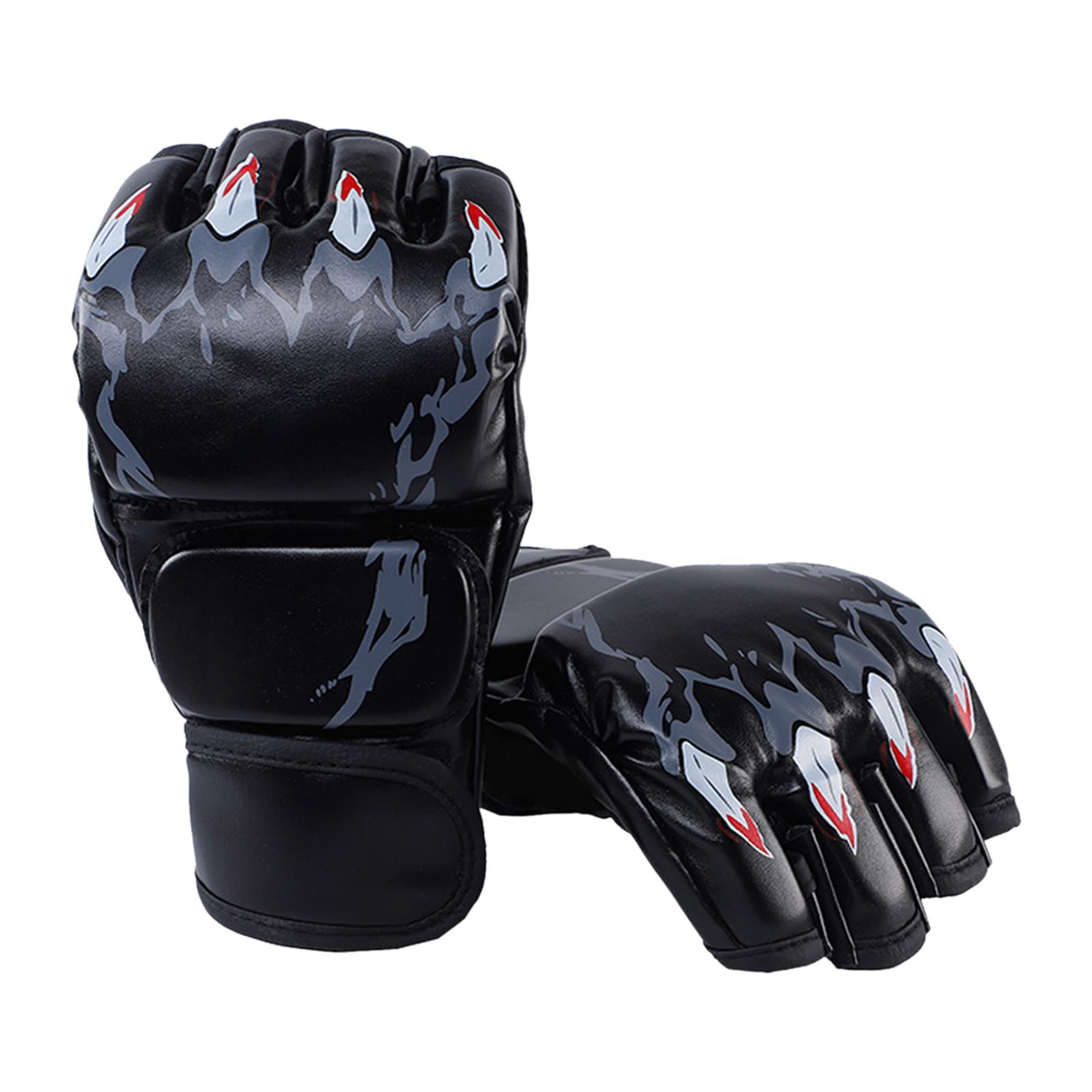 Half Finger Boxing Gloves, Open Palms Mitts for Adults Punching Heavy