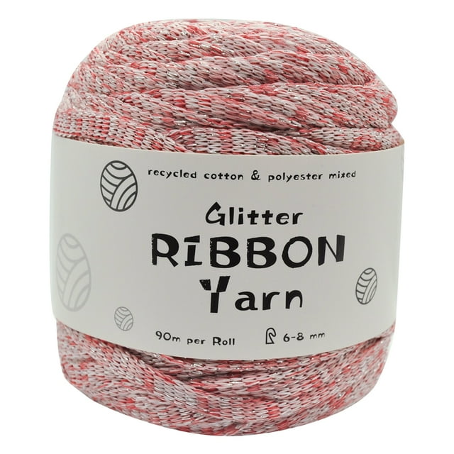 Coofit Ribbon Yarn Multi-purpose Glitter Handmade Knitting Yarn Crochet Yarn for Crafts