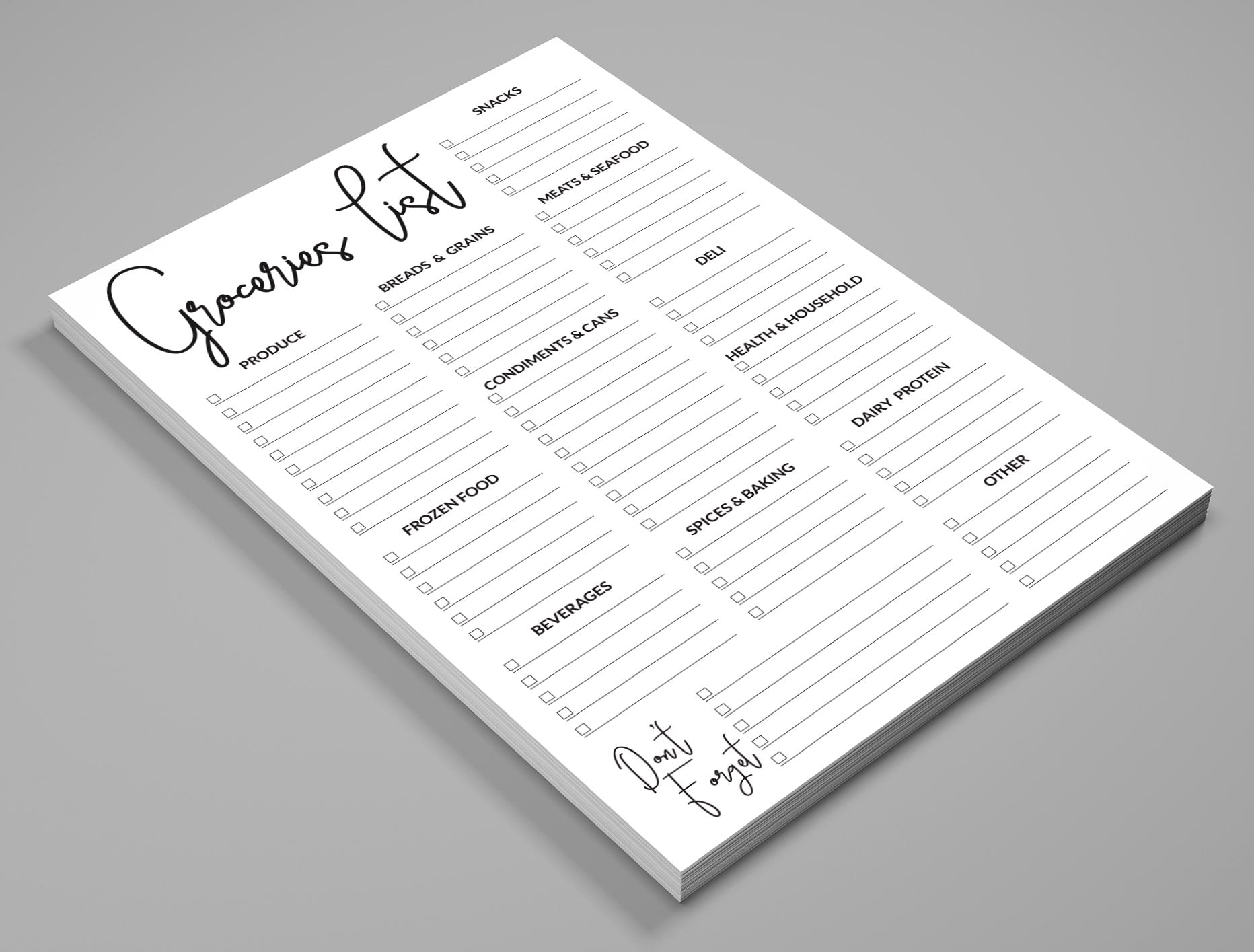 Inkdotpot Grocery List Notepad 6 x 9 inches Magnetic Note pad with Printed Shopping List Items and Blank Grocery Shopping Spaces , 54 Page Weekly Grocery Shopping Planner