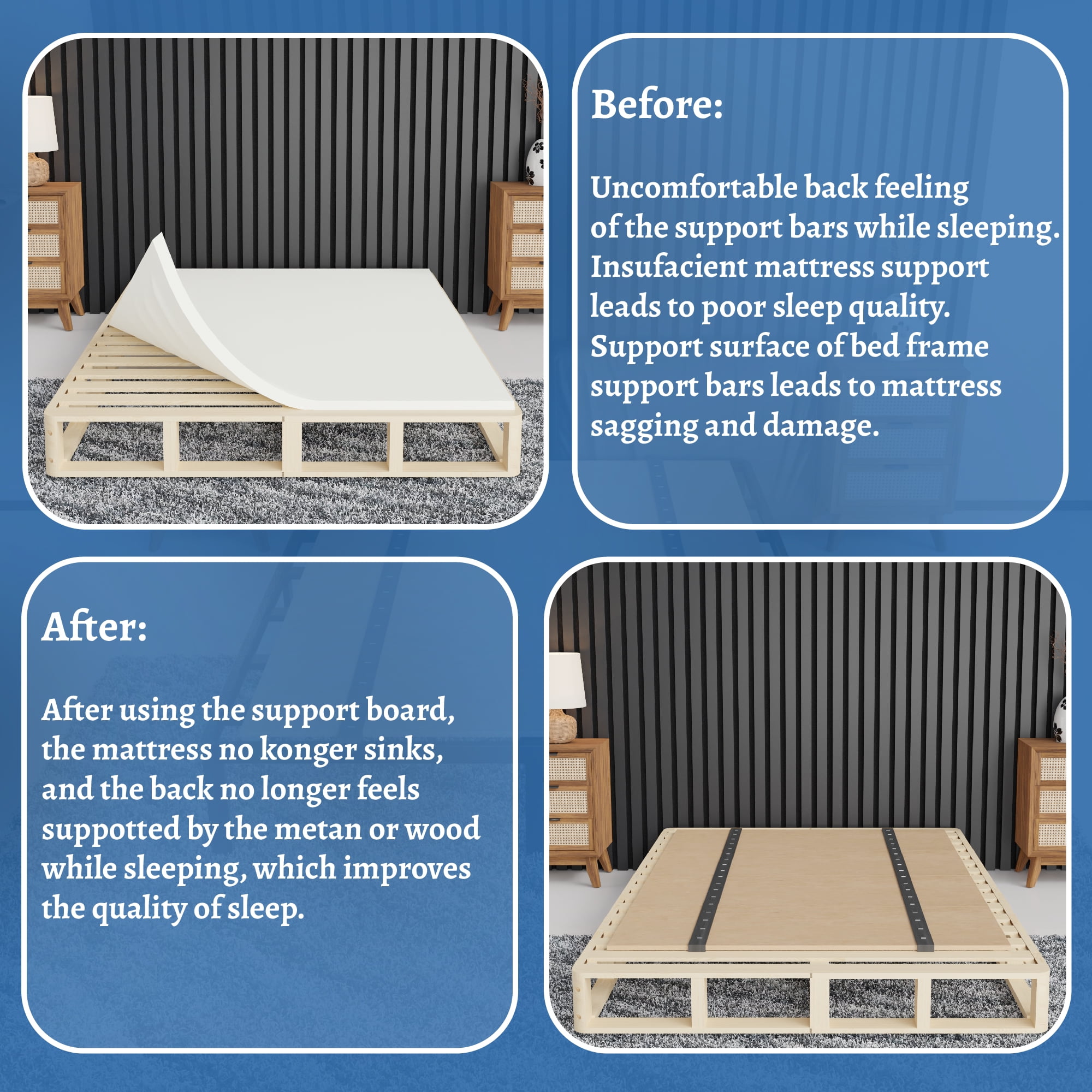 Continental Sleep, Folding Bunkie Board – Low-Profile 66″ x 30″ Mattress Support Platform for Daybeds, Bunk Beds, Futons & Metal/Wood Frames – Prevents Sagging, Easy to Install & Store.