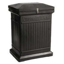 RTS Home Accents ECO ParcelWirx Premium Vertical Large Lockable Package Delivery Box with Hinged Lid, 100% Recycled Plastic, Black Color