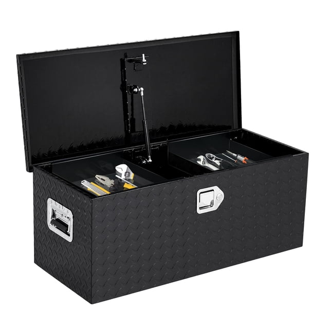 Aluminum Truck Bed Tool Box, Waterproof Lockable Storage Heavy Duty Toolbox for Pickup Beds, RVs & Trailers, Secure Organizer with Side Handles & Gas Strut Lid