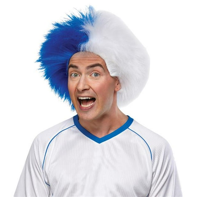 Sports Fun Blue & White Wig Costume