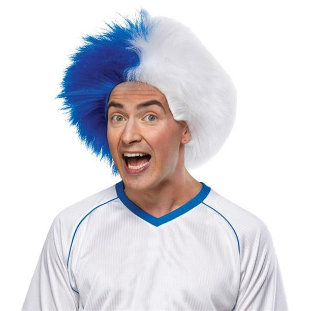 Costume de Perruque Bleu & Blanc Amusant de Sport