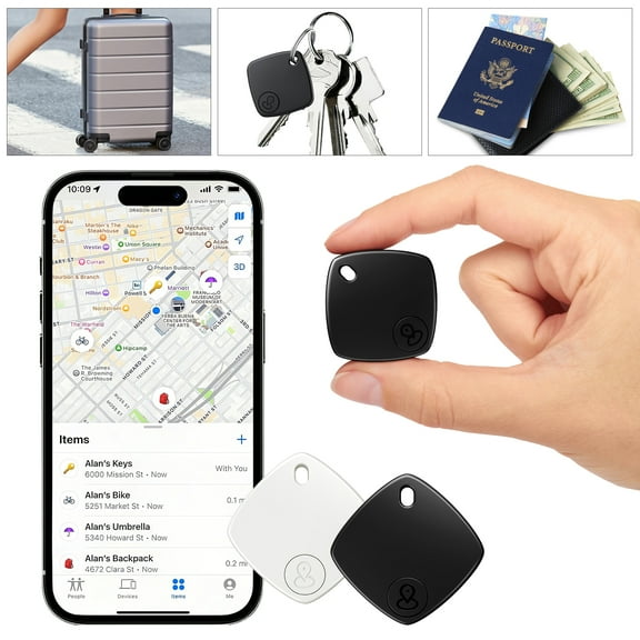 Air Tracker Tag 4Pack for Apple,Smart Wallet Tracker with Find My(iOS Only),IP67 Waterproof,Standby for One Year,Item Locator Keys/Wallets/Bags,Black