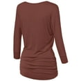 thumbnail image 2 of Made by Johnny Women's V-Neck 3/4 Sleeve Dolman Top with Side Shirring L RUST, 2 of 6