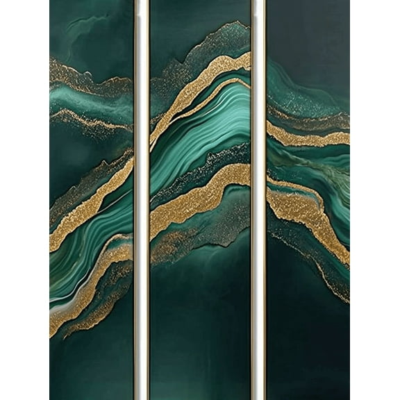 Emerald Green and Gold Abstract Decorative Painting/Canvas Art， Suitable for Decorating Living Room， Bedroom， Study Room， Hotel， Apartment， and Entryway.