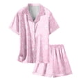 thumbnail image 5 of Girl Easter Pajamas Size 8 Easter Bunny Print Silk Button-Down Nightwear Sleepwear Easter Day Gift Sleepwear,120(4-5 Years),X1-Pink, 5 of 5