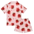 thumbnail image 2 of Silky Satin Kids' Pajama Set Breathable & Smooth Unisex Button-Down Pajamas Strawberry and Pink Polka XX-Large, 2 of 8