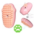 thumbnail image 3 of 3-in-1 Pet Multifunctional Grooming Tool: Electric Steam Spray Brush with Massage Function for Cats & Dogs, Anti-Tangle, Reduces Shedding, Safe Round Tips - Cat Paw Design in Pink, 3 of 6