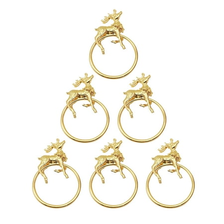

Sanwood Napkin Ring 6Pcs/Set Cute Deer Shape Napkin Ring Eye-catching Exquisite Alloy Napkin Holder for Kitchen