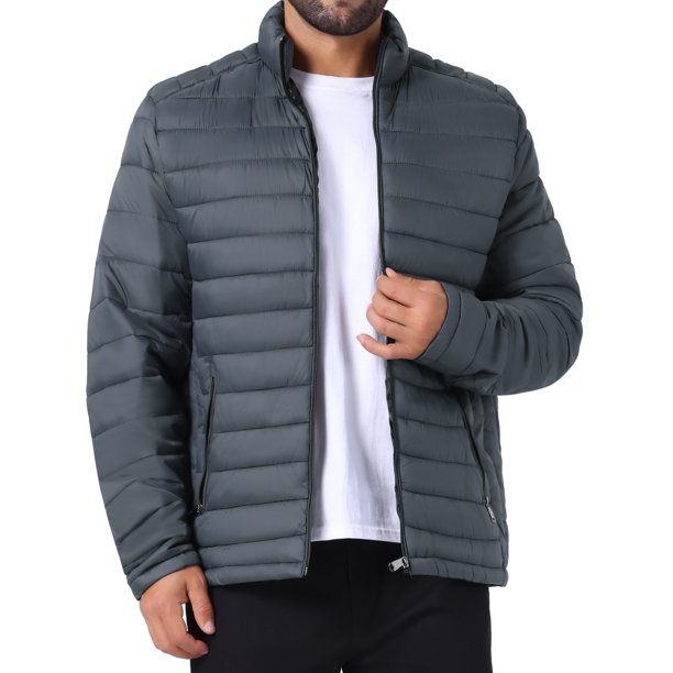 CHAQUETA PUFFER QUILTED CON CREMALLERA Y CUELLO ALTO PARA HOMBRE INSPIRAR CHIC COLOR GRIS DE INVIERNO