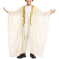 thumbnail image 5 of Otqutp Boys Robe 𝗜slamic Muslim Clothes Loose Fit Abaya Long Sleeve Lightweight Chiffon Kaftan Toddler Arabic 𝗗ubai Thobes, 5 of 9