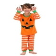 thumbnail image 4 of Family Matching Halloween Pajamas Set Stripe Pumpkin Print PJs Sets 2 Pieces Loungewear Sleepwear for Adult Kids, 4 of 8