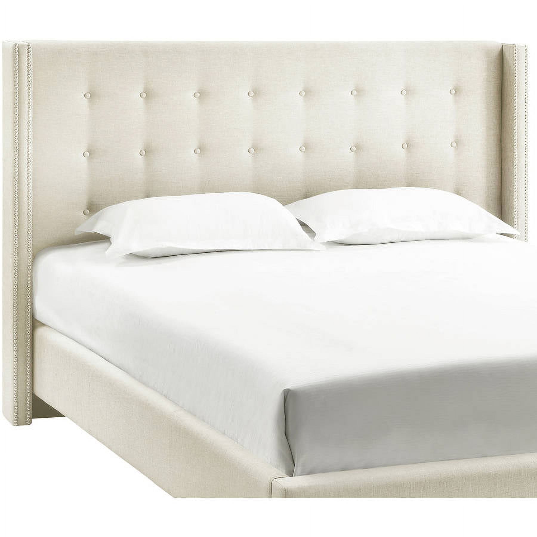 Weston Home Curtis I Tufted Linen Headboard, King, Cream White