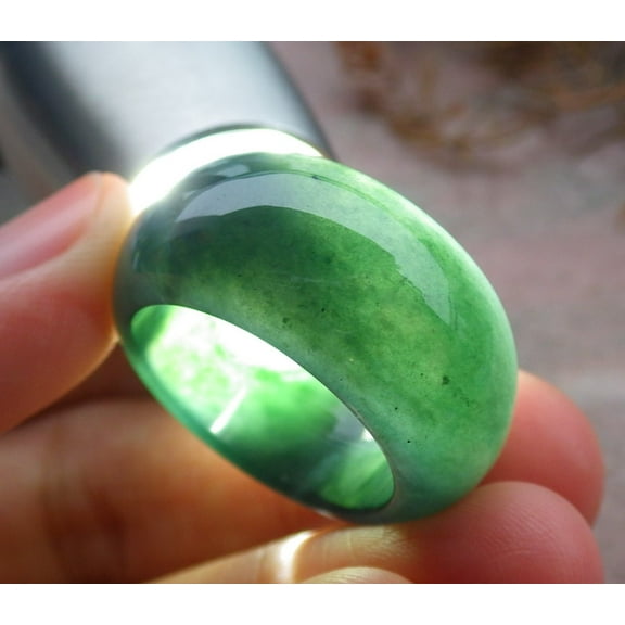 Certified Icy Green Burma 100% Natural A JADE Jadeite Circle RING USA. 9 RING 664905 TN