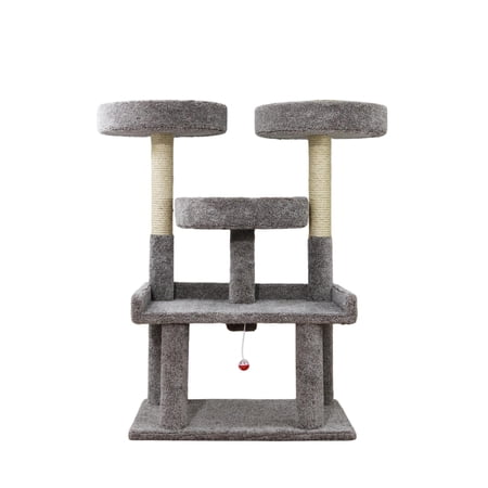 Kitty City 46-inch XXL Multi-Level Upholstered Indoor Cat Tree with Scratching Posts Gray