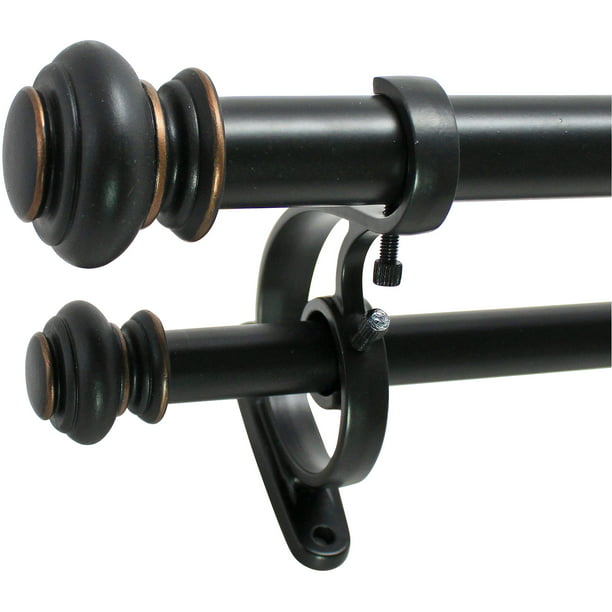 Urn Adjustable Double Curtain Rod Set, How To Install Double Curtain Rod Brackets
