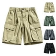 thumbnail image 5 of Multi Pockets Cargo Shorts for Men Single Button Elastic Waist Straight Leg Solid Work Hiking Outdoor Short Pants Army Green,S, 5 of 5